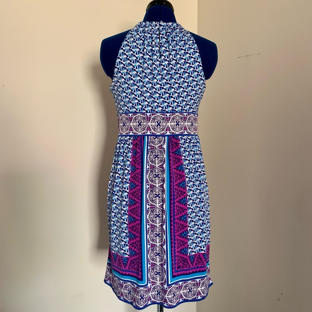 Maggy London Colorful Halter-Neck Geometric Dress 8 - Picture 3 of 9